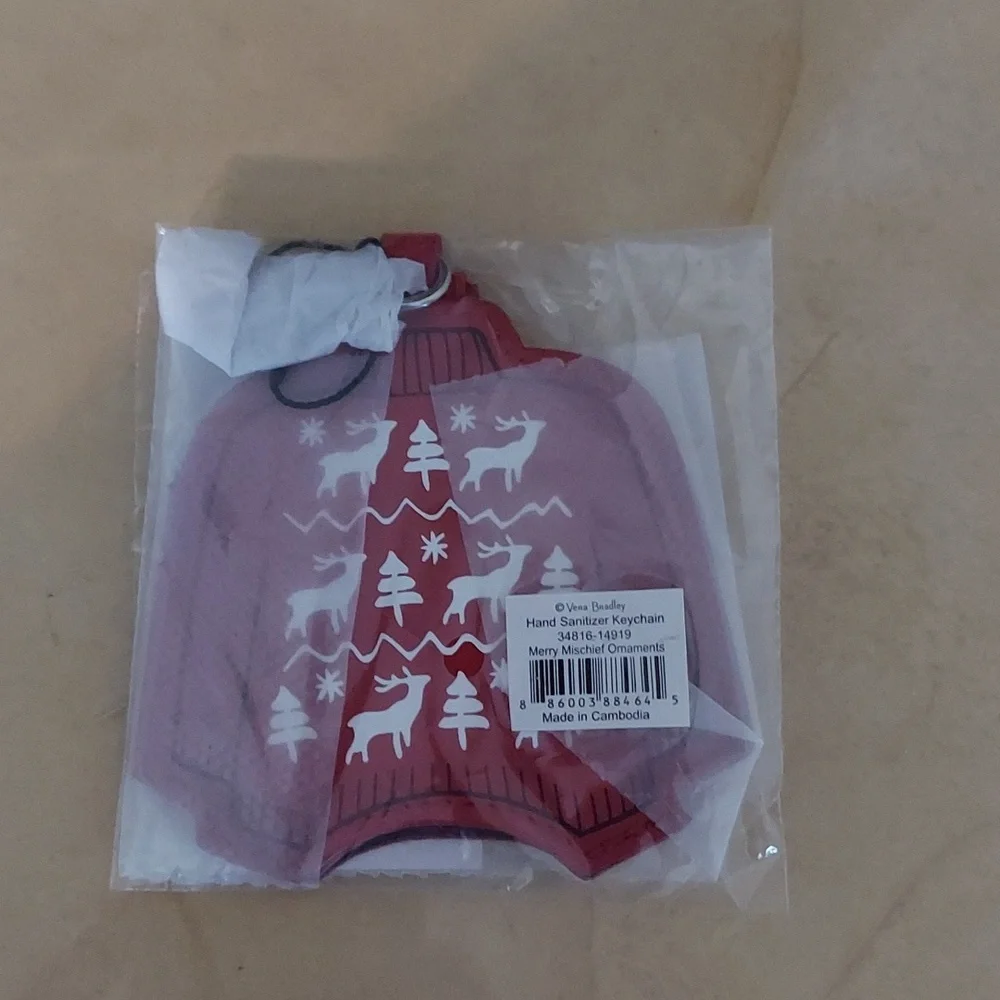 Vera Bradley Holiday Keychain Bag Charm Hand Sanitizer Holder - Sweater BNWT $39